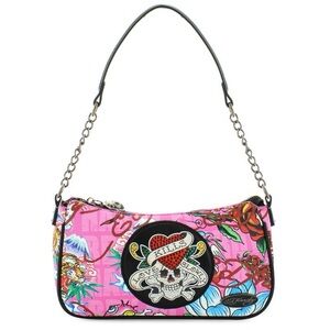 Ed Hardy Pink Skull Graphic Shoulder Bag | NWT
